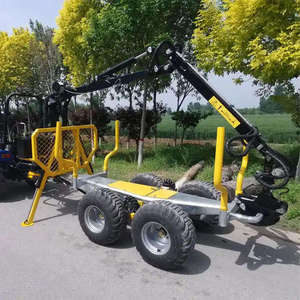 3 Ton Timber <b>Trailer</b> with Crane Grapple Log Carrier Farm <b>Trailer</b> for <b>Tractor</b> Timber Transport - Product Image 5