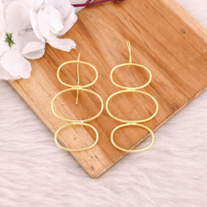 Pendientes Colgantes de Latón de Diseño Artesanal, Joyería Ligera de Alta Calidad, Pendientes de Latón Chapados en Oro, Pedido al por Mayor - Product Image 2