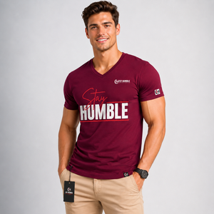 เสื้อยืดคอกลมแขนสั้นสีแดงเลือดหมูสำหรับผู้ชาย ทรงหลวม สวมใส่สบาย ผ้าเนื้อนุ่ม ไม่หด 300 กรัม FLY HUMBLE SPORTSWEAR ราคาถูก - Product Image 5