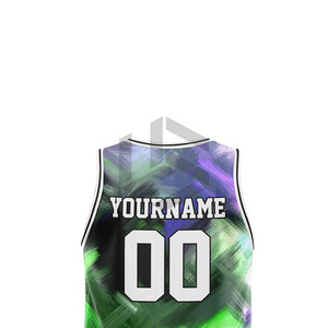 Maillot de basket-ball personnalisé à sublimation, dernier design, respirant, anti-transpiration, séchage rapide, antibactérien, 100% coton, pour l'été - Product Image 5