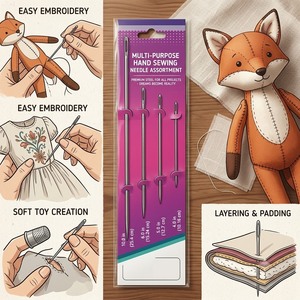 Agujas para Muñecas ND0049B |   Kit de Agujas para Tapicería Artiste Deluxe, 4 Tamaños, Acero Cromado, para Coser Osos de Peluche - Product Image 2