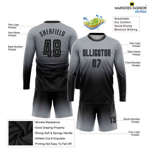 Uniforme de Fútbol Personalizado Premium en Gris y Negro, Sublimado, Manga Larga, Corte Atlético y Costuras Exquisitas - Product Image 6
