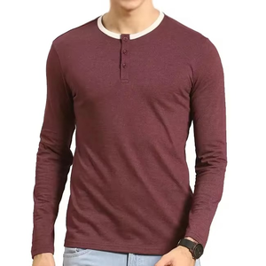 <b>Men</b> Henley T <b>Shirt</b> Long Sleeve 100% Cotton Breathable Quick Dry Regular Fit Solid Casual Tee - Product Image 4