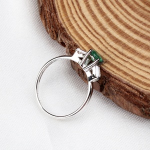 Wholesale 925 Solid Sterling <b>Silver</b> Natural <b>Emerald</b> Baguette Cubic Zirconia Three Stone <b>Ring</b> Fine Jewelry Memoria Jewels - Product Image 4