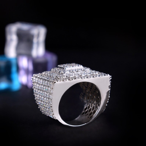 925 Sterling <b>Silver</b> Moissanite Diamond Iced Out Square <b>Ring</b> <b>Mens</b> Hip Hop Luxury Statement Wedding Jewelry Sparkling Fashion <b>Ring</b> - Product Image 4