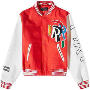 Custom Embroidered Red Letterman <b>Jacket</b> <b>Men</b> Unisex Streetwear Vintage Style Baseball Bomber Varsity <b>Jackets</b> with <b>White</b> Sleeves - Product Image 1