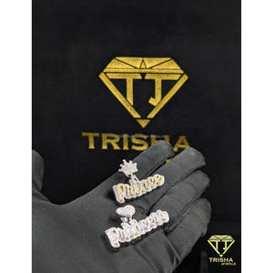 Ensemble de pendentifs pour couple roi et reine, diamants Moissanite VVS, breloques en forme de couronne et de cœur, argent sterling 925, bijoux de luxe par Trisha Jewels - Product Image 4