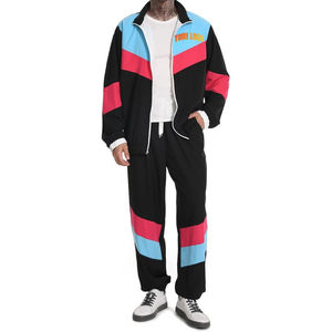 Conjunto Deportivo Vintage con Bloques de Color, Chaqueta Cortavientos con Capucha, Pantalones Largos con Cordón, Ligero, Transpirable, Informal de Verano - Product Image 2