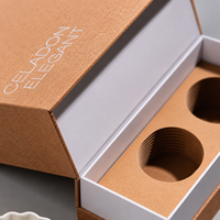 Boîte cadeau en carton rigide avec insert en papier kraft ondulé, emballage personnalisé magnétique pour ensemble de bougies