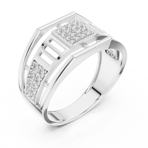 IMPERIAL PILLAR LAB GROWN ROUND CUT DIAMOND BAND SET IN 18KT WHITE GOLD FOR WEDDING ENGAGEMENT GIFTING DAILY OFFICE USE FOR <b>MEN</b> - Product Image 1