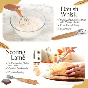 Kit Completo per Principianti di Panificazione a Lievitazione Naturale con Cesto Anti-Contraffazione per Pane e Pasticceria, Include Utensili per Impasto Danese e Strumenti per Whisky - Product Image 4