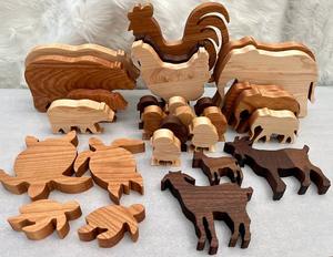 High Quality Wooden Animal Figurines <b>Set</b> 13 Colored Handmade Eco-Friendly Painted <b>Farm</b> Animals Decorative Toys Children Craft - Product Image 3