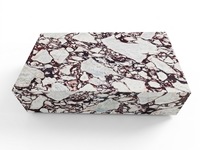 Mesa de Centro Rectangular de Mármol Calacatta Viola de Diseño Moderno y Lujo Natural para Sala de Estar