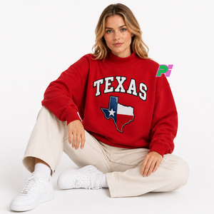 Sudadera de cuello alto para mujer, con parche bordado de la bandera de Texas, estilo oversize, informal, 100% algodón polar, ecológica - Product Image 5