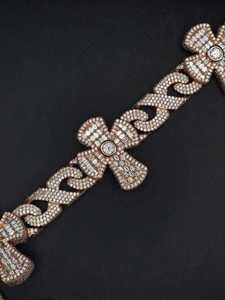 Luxury Iced Out Floral <b>Cross</b> Link <b>Chain</b> Necklace VVS Moissanite Diamond Hip Hop Jewelry for Men Unisex Premium Style - Product Image 3