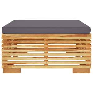 Repose-pieds portable moyen en teck massif gris foncé pour chaises de jardin - Product Image 3