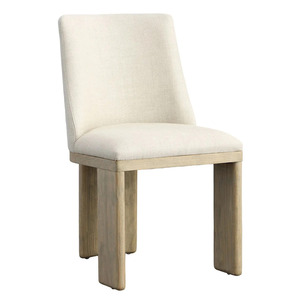 Chaise de salle à manger rembourrée moderne, chaise d'appoint en bois, tissu beige, sièges de salle à manger pour la maison, l'appartement, le restaurant - Product Image 1