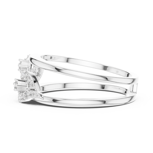 Ensemble de bagues doubles LUMINARA en or blanc massif 18 carats plaqué rhodium avec diamants de laboratoire, style minimaliste, pour fiançailles, fêtes, mariages et usage quotidien - Product Image 4