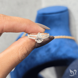 Teardrop 1CT Pear Lab Diamond <b>Ring</b> <b>Split</b> Band Pave Setting 10K White Gold IGI Certified Wedding Engagement <b>Ring</b> - Product Image 5