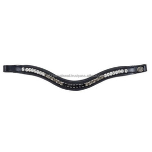 Frontal de cheval en cuir rembourré, personnalisé, multicolore, rond, avec cristaux de marque incrustés de strass et de diamants, à canaux vides - Product Image 1