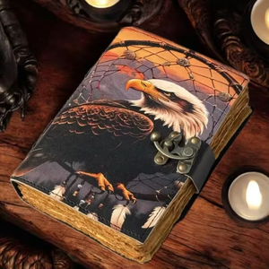Bald Eagle Printed Leather Journal Classic Spell Book Shadows Deckle Edge Paper Notebook Handmade - Product Image 5