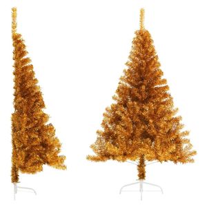 Semi-sapin de Noël artificiel doré de 1,5 m avec support – Décoration festive pour les fêtes - Product Image 1
