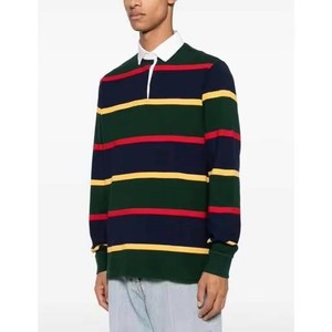 2026 Excellent Quality Men's Slim Fit <b>Stripped</b> Polo Shirts Custom Embroidery Logo Full Sleeve Long Sleeve Men's Wear Polo Shirts - Product Image 5