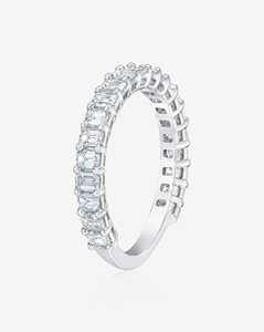 3.6mm Emerald Cut Lab Grown Diamond Half Eternity Wedding Bands 14K Solid Gold Minimalist <b>Stacking</b> <b>Rings</b> Factory Price Wholesale - Product Image 3