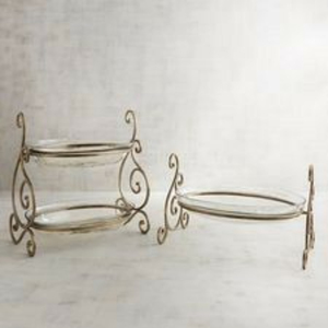 Hot Selling Two And Three Tier Glass <b>Cake</b> <b>Stand</b> With Metal Gold & Silver Finish Base Rectangle Shape For Elegant Dessert Display - Product Image 3
