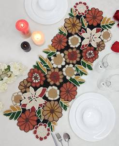Handmade Luxury Floral Beaded Eco-Friendly Table <b>Runner</b> Oriental Design Fabric Mats & Pads Red <b>Green</b> Decorative - Product Image 1