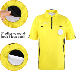 Zuoyala Unisex Yellow Referee Jersey Set Pockets Black Shorts Breathable Polyester Uniform Adults Silk Screen Heat-Transfer - Product Image 5