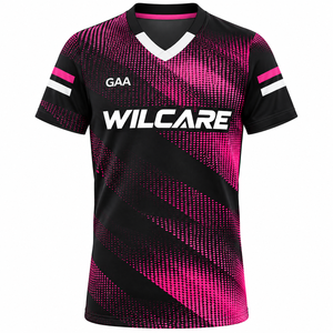 Men's White Blue Sublimation Printed V Neck Jersey Sublimation printed V neck jersey Men's white blue <b>leisurewear</b> GAA style - Product Image 2