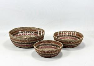 Custom Seagrass Bowl <b>Basket</b> Wholesale Handmade Woven Bowl Handmade Woven Seagrass Fruit Bowl Rustic Decorative <b>Basket</b> OEM ODM - Product Image 2