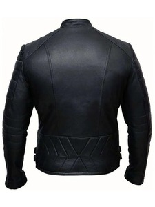 เสื้อแจ็คเก็ตหนังผู้ชายแบบมีซิปไขว้สไตล์ไบค์เกอร์ - Product Image 2