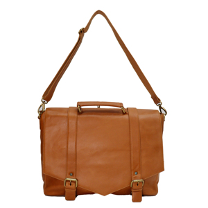 Unisex 100% Genuine Leather Messenger Bag Classic Style Buckle Closure Adjustable Strap Work <b>Briefcase</b> Tan Color Wholesale - Product Image 1