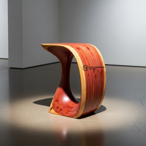 Abstract Curved Wood End Table – Premium Solid Wood Accent Furniture - Product Image 2