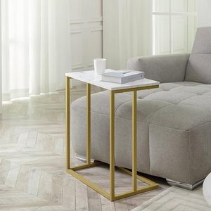 Table basse en marbre de haute qualité pour salon couleur dorée simple avec quatre piliers - Product Image 5