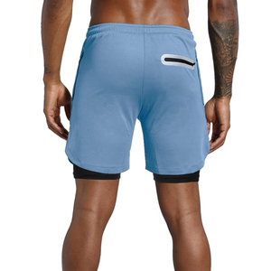 กางเกงกีฬาขาสั้นผู้ชาย 2 in 1 แบบมีซับในรัดรูป สำหรับออกกำลังกาย วิ่ง แห้งเร็ว มีช่องใส่โทรศัพท์ ผลิตโดยโรงงาน OEM - Product Image 6