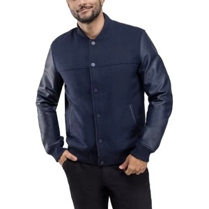 Men's Varsity Jacket <b>Genuine</b> Leather Sleeve and Wool Blend Letterman Boys College Varsity Jackets XS-5XL - Product Image 1