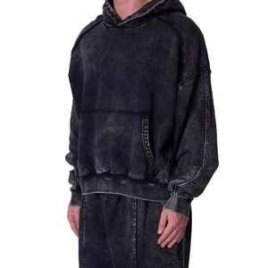 Sudadera con Capucha Oversize de Algodón 100% Lavado Ácido de Alta Calidad, 2 Piezas, Estilo Vintage, para Sublimación, Venta al por Mayor, Tallas Grandes - Product Image 1