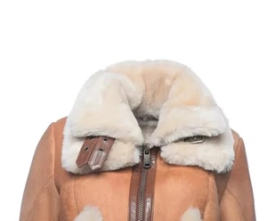Custom <b>Women</b> Genuine Sheepskin Shearling <b>Jacket</b> Winter Warm Thick Faux Fur Collar Leather Aviator Bomber Coat B3 Flight - Product Image 4