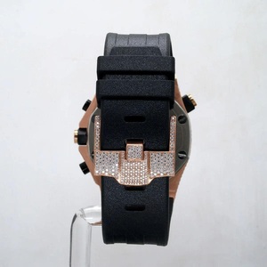 Luxury men's Stainless Steel Watch With <b>Chronograph</b> Analog Quartz Movement Round Case Silicone Band Buckle Clasp - Product Image 5