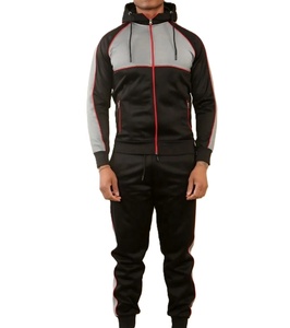 Chándal personalizado con bordado de chenilla y costura lateral, chándal apilado con cremallera y manga, pantalones de chándal Acampanados para hombre, conjuntos de dos piezas - Product Image 1