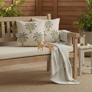 Funda de cojín de algodón de alta calidad con estampado de palmeras a mano, de moda. - Product Image 2