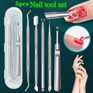 6Pcs Reusable Stainless Steel Manicure <b>Nail</b> <b>Tool</b> Set with Dual-End Double Head Cuticle Pusher Remover Kit & Storage Case - Product Image 3