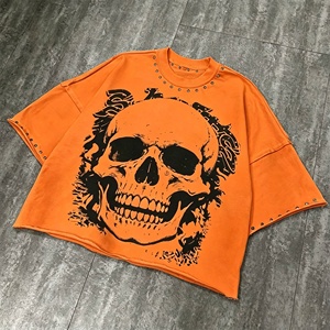 T-shirt Homme Personnalisé Col Rond Côtelé Uni Anti-boulochage 100% Coton 240 g/m² Lavé Coupe Courte Boxy Effet Vieilli Vintage Style Urbain Hip-Hop - Product Image 5