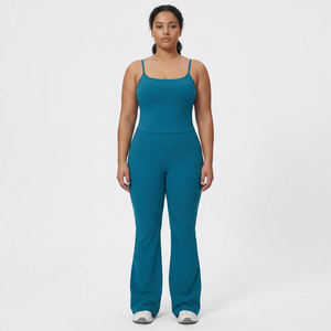 Wholesale Custom Logo Female 2PCS Yoga Set Women Gym Fitness Sports Suits High Waist <b>Flared</b> Trousers Workout Suits Athletic Wear - Product Image 4