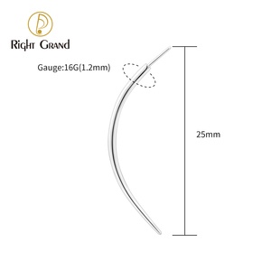 Pin de inserción de titanio sin rosca para labret, herramienta de guía cónica para perforaciones tipo barbell autocurvadas, para postes de 14/16/18G con cierre a presión - Product Image 4