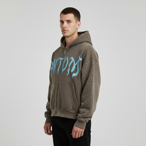 Sweat-shirts personnalisés pour hommes en coton 100% 600 g/m², streetwear de haute qualité, imprimé camouflage texture jungle, coupe ample et épaisse - Product Image 4