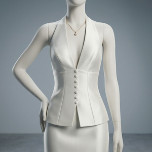 Robe mini blanche pour femme, col halter, décolleté plongeant, sans manches, moulante, robe de soirée élégante, tenue de club d'été, robe mini tendance OEM O - Product Image 5